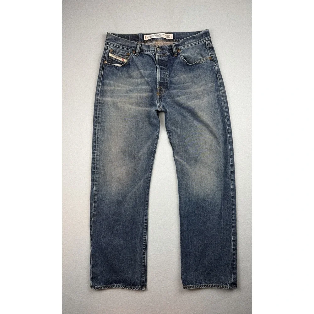 Vintage Y2k Diesel Industry Denim Jeans Mens Made in Italy Blue Pants Size 34x28